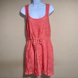 LC Lauren Conrad peach crochet front dress size S